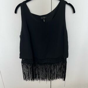 Black Fringe Sleeveless Top - Jessica Simpson
